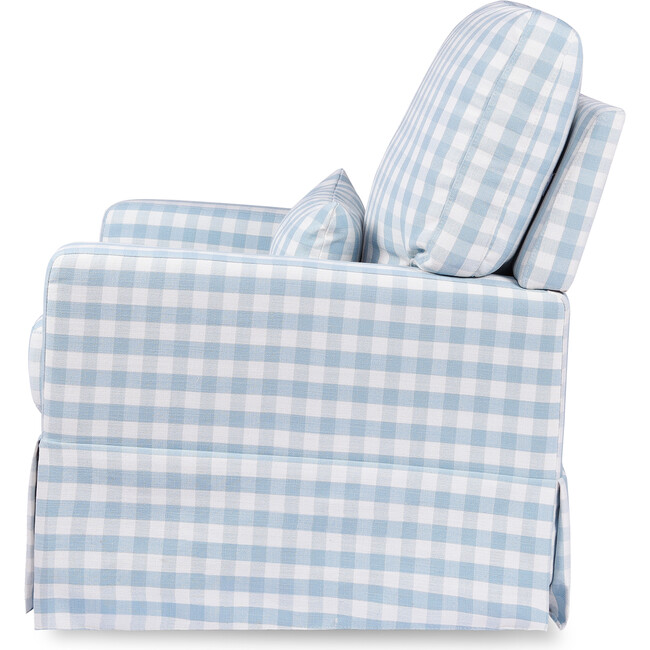 Maisonette x Namesake Crawford Pillowback Comfort Swivel Glider, Blue Gingham - Nursery Chairs - 6