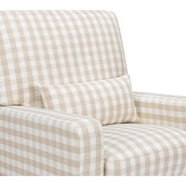 Crawford Pillowback Comfort Swivel Glider, Tan Gingham - Nursery Chairs - 7