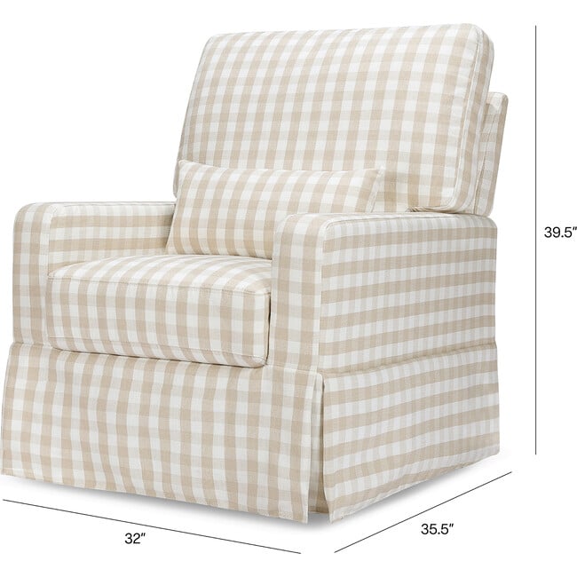 Crawford Pillowback Comfort Swivel Glider, Tan Gingham - Nursery Chairs - 8