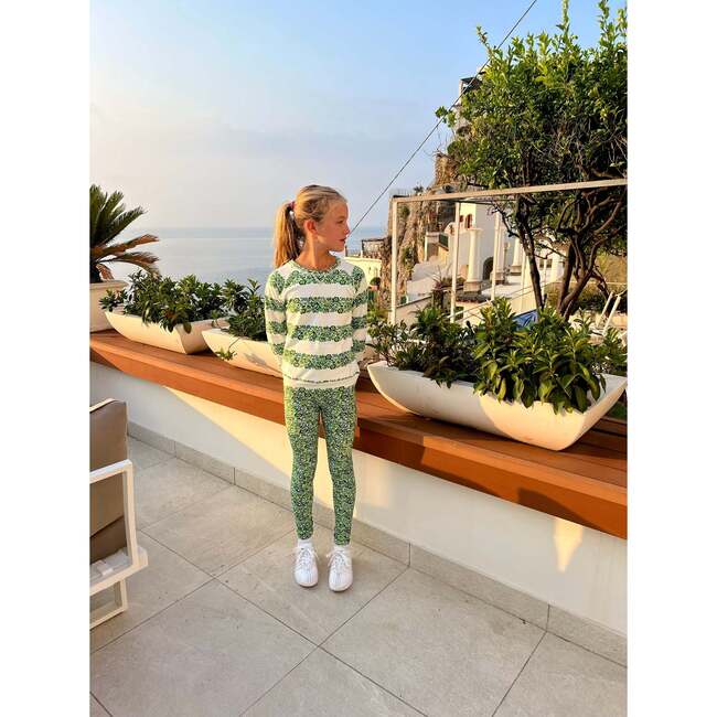 Green Striped Floral Crewneck Sweatshirt - Sweatshirts - 2