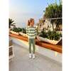 Green Striped Floral Crewneck Sweatshirt - Sweatshirts - 2