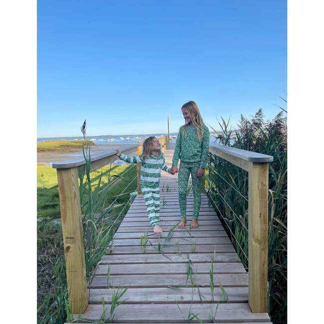 Green Striped Floral Crewneck Sweatshirt - Sweatshirts - 3