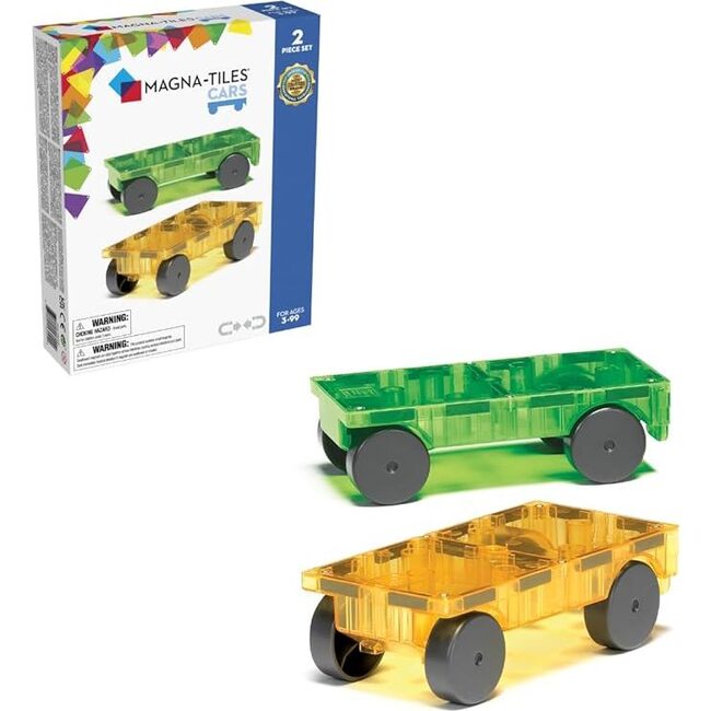 Cars – Green & Yellow 2-Piece Magnetic Construction Set, The ORIGINAL Magnetic Building Brand