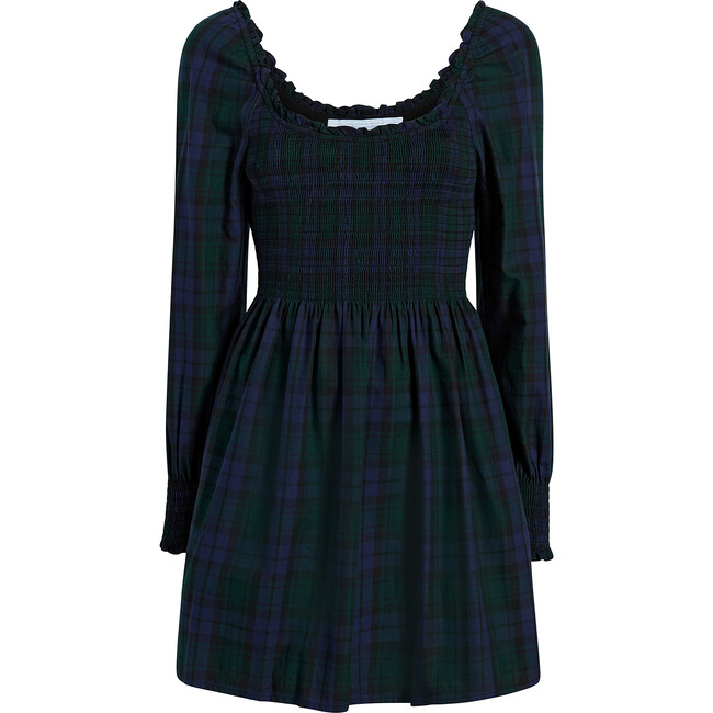Women's The Norah Nap Tartan Long Cuffed Sleeve Smock Dress, Blackwatch - Dresses - 1