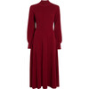 Women's The Persephone Ribbed High Neck Long Cuffed Sleeve Dress, Dark Cherry - Dresses - 1 - thumbnail