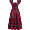 Women's The Ellie Nap Tartan Ruffle Sleeve Tiered Smock Dress, Red - Dresses - 1 - thumbnail