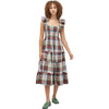 Women's The Ellie Nap Tartan Ruffle Sleeve Tiered Smock Dress, Ivory - Dresses - 1 - thumbnail