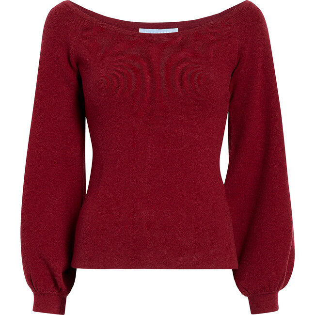 Women's The Maude Wide Neck Long Cuffed Sleeve Sweater, Dark Cherry