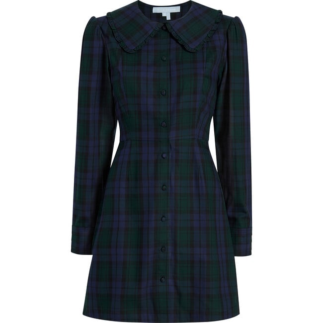 Women's The Hazel Tartan Peter Pan Collar Buttoned Mini Dress, Blackwatch