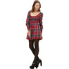 Women's The Norah Nap Tartan Long Cuffed Sleeve Smock Dress, Red - Dresses - 2