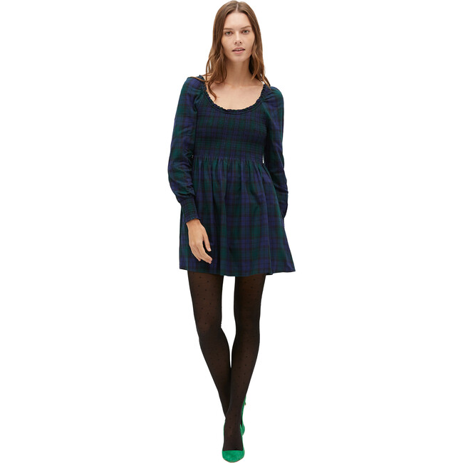 Women's The Norah Nap Tartan Long Cuffed Sleeve Smock Dress, Blackwatch - Dresses - 2