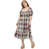 Women's The Louisa Nap Tartan Short Puff Sleeve Smock Dress, Ivory - Dresses - 2