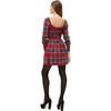 Women's The Norah Nap Tartan Long Cuffed Sleeve Smock Dress, Red - Dresses - 3