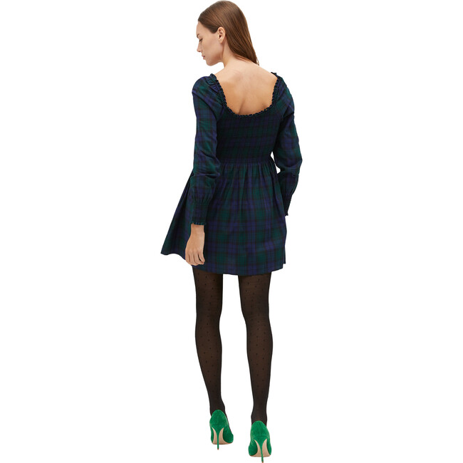 Women's The Norah Nap Tartan Long Cuffed Sleeve Smock Dress, Blackwatch - Dresses - 3