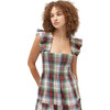 Women's The Ellie Nap Tartan Ruffle Sleeve Tiered Smock Dress, Ivory - Dresses - 3
