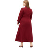 Women's The Persephone Ribbed High Neck Long Cuffed Sleeve Dress, Dark Cherry - Dresses - 3