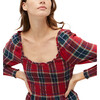 Women's The Norah Nap Tartan Long Cuffed Sleeve Smock Dress, Red - Dresses - 4