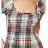 Women's The Louisa Nap Tartan Short Puff Sleeve Smock Dress, Ivory - Dresses - 5