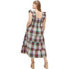 Women's The Ellie Nap Tartan Ruffle Sleeve Tiered Smock Dress, Ivory - Dresses - 6