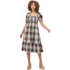 Women's The Louisa Nap Tartan Short Puff Sleeve Smock Dress, Ivory - Dresses - 6