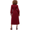 Women's The Persephone Ribbed High Neck Long Cuffed Sleeve Dress, Dark Cherry - Dresses - 6