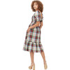 Women's The Louisa Nap Tartan Short Puff Sleeve Smock Dress, Ivory - Dresses - 8