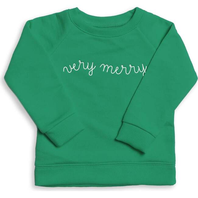 The Organic Embroidered Pullover Sweatshirt, Jelly Bean Very Merry