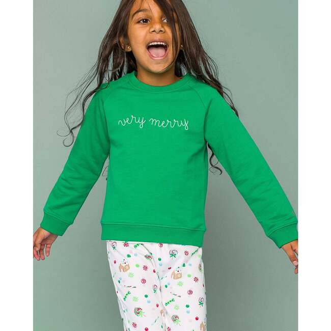 The Organic Embroidered Pullover Sweatshirt, Jelly Bean Very Merry - Sweatshirts - 2