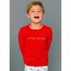 The Organic Embroidered Crew Neck Sweater, Candy Red Very Merry - Sweaters - 2