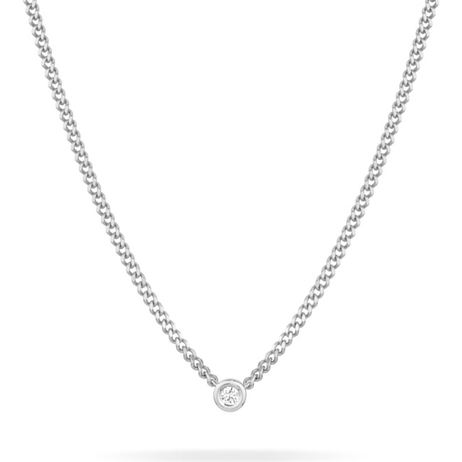 Women's Round Bezel Set Lab Grown Diamond Silver Necklace