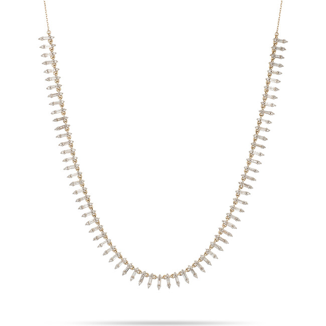 Women's Stack Baguette Half Riviera 14K Yellow Gold Necklace