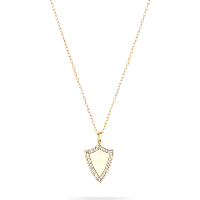 Women's Pavé Shield 14K Yellow Gold Necklace