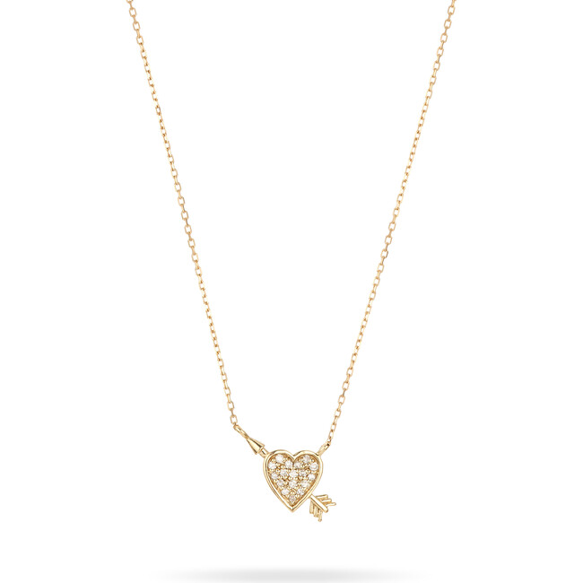 Women's Tiny Pavé Heart & Arrow 14K Yellow Gold Necklace