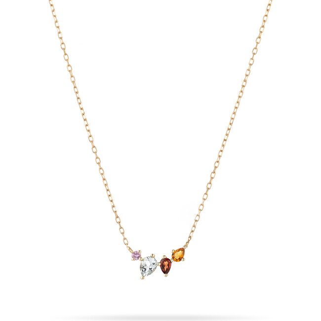 Women's Crown Jewels Gemstone 14K Yellow Gold Curve Necklace