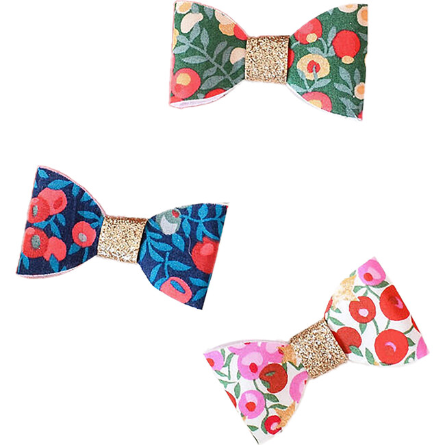 Liberty of London Christmas Hair Bow Alligator Clips Set of 3, Wiltshire - Hair Accessories - 1