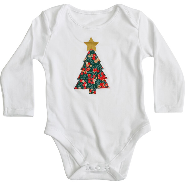 Liberty of London Christmas Tree Baby Bodysuit, Wiltshire Green