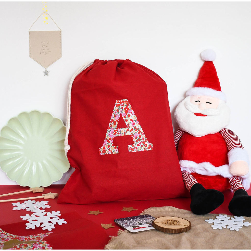 Liberty of London Christmas Personalised Gift Sack Red My