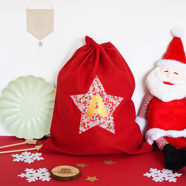 Liberty of London Christmas Star Personalised Gift Sack, Red - Stockings - 2