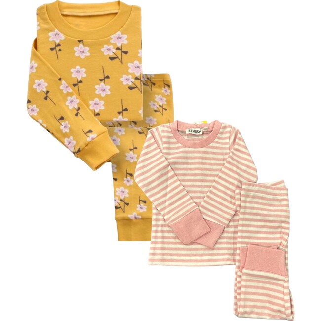 2-Pack Pajamas, Yellow Flowers/Pink Stripes