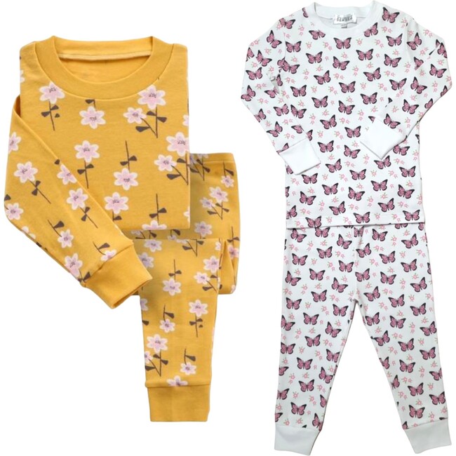 2-Pack Pajamas, Yellow Flowers/Butterflies