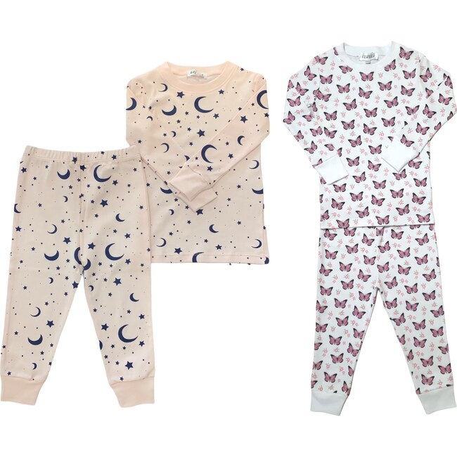 2-Pack Pajamas, Butterflies/Moon and Stars