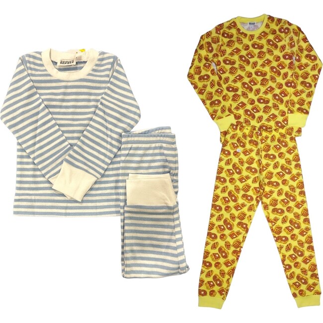 2-Pack Pajamas, Blue Stripes/Waffles