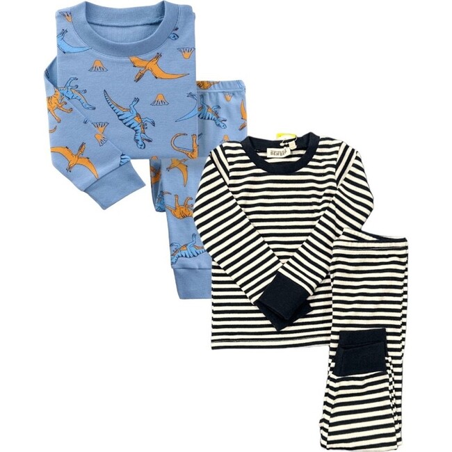 2-Pack Pajamas, Blue Dinosaurs/Navy Stripes