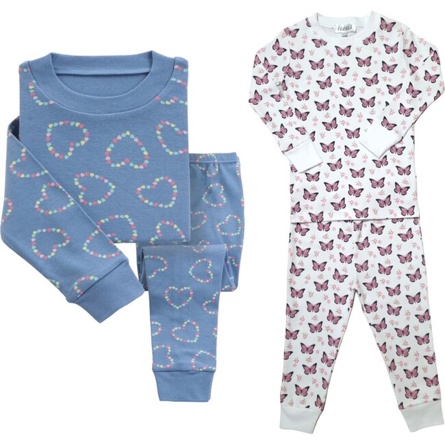 2-Pack Pajamas, Blue Hearts/Butterflies