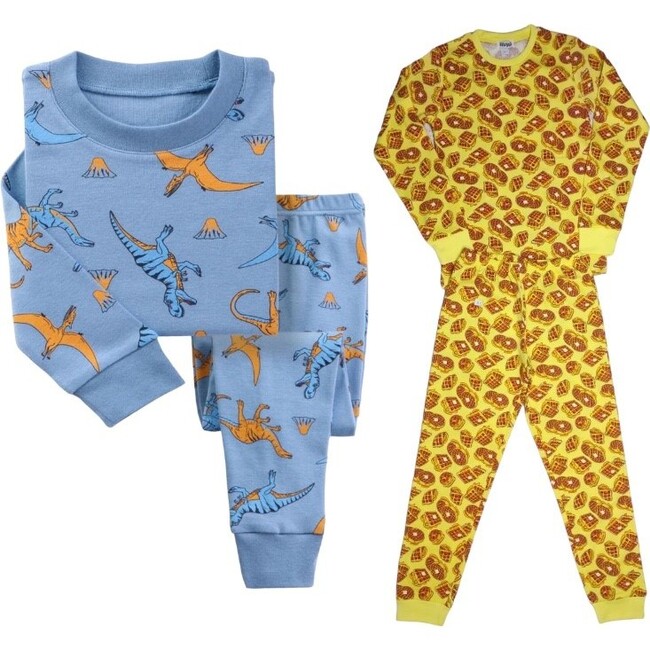 2-Pack Pajamas, Blue Dinosaurs/Waffles