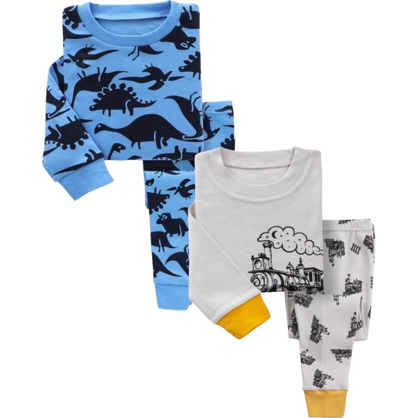 2-Pack Pajamas, Trains/Dark Dinosaurs - Pajamas - 1