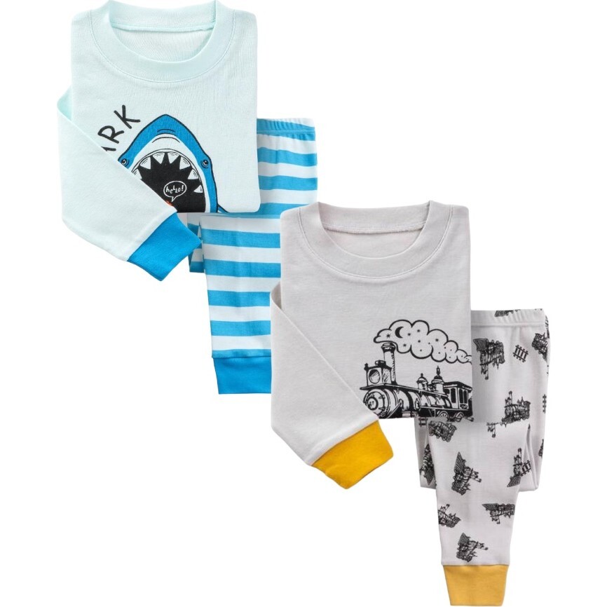 2-Pack Pajamas, Trains/Sharks - Pajamas - 1