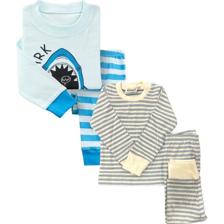 2-Pack Pajamas, Sharks/Blue Stripes - Pajamas - 1