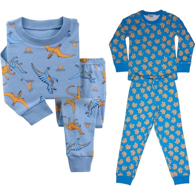 2-Pack Pajamas, Blue Dinosaurs/Cookies