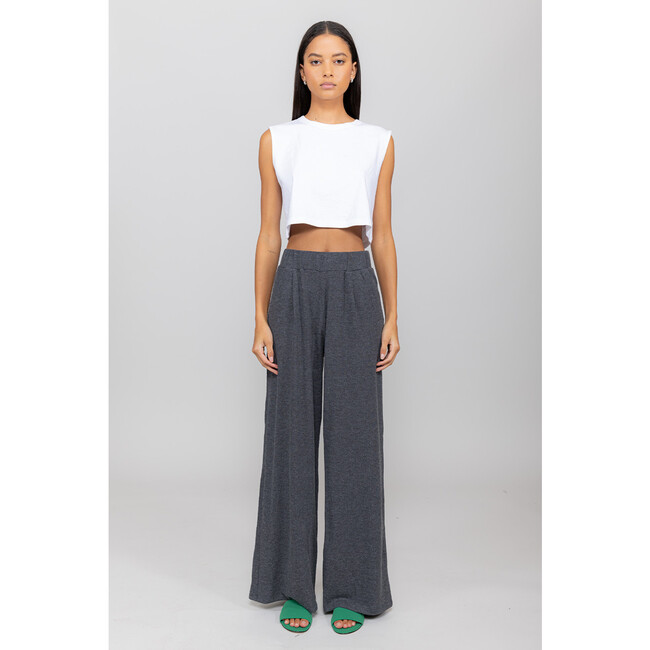 Women's Lauren Wide Leg Pleated Pocket Pant, Charcoal - Pants - 2